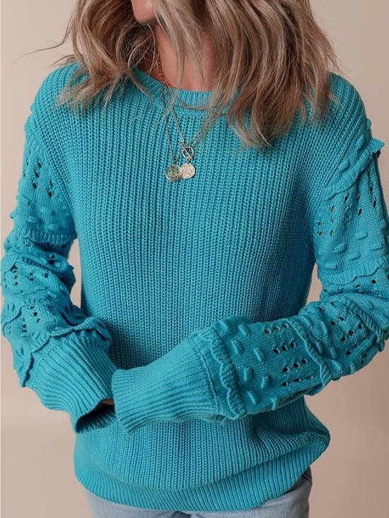 entro Sweaters - Dark Turquoise Textured Knit Sweater